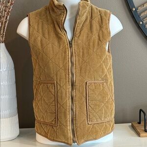 WISHLIST Tan Quilted Corduroy Vest Small